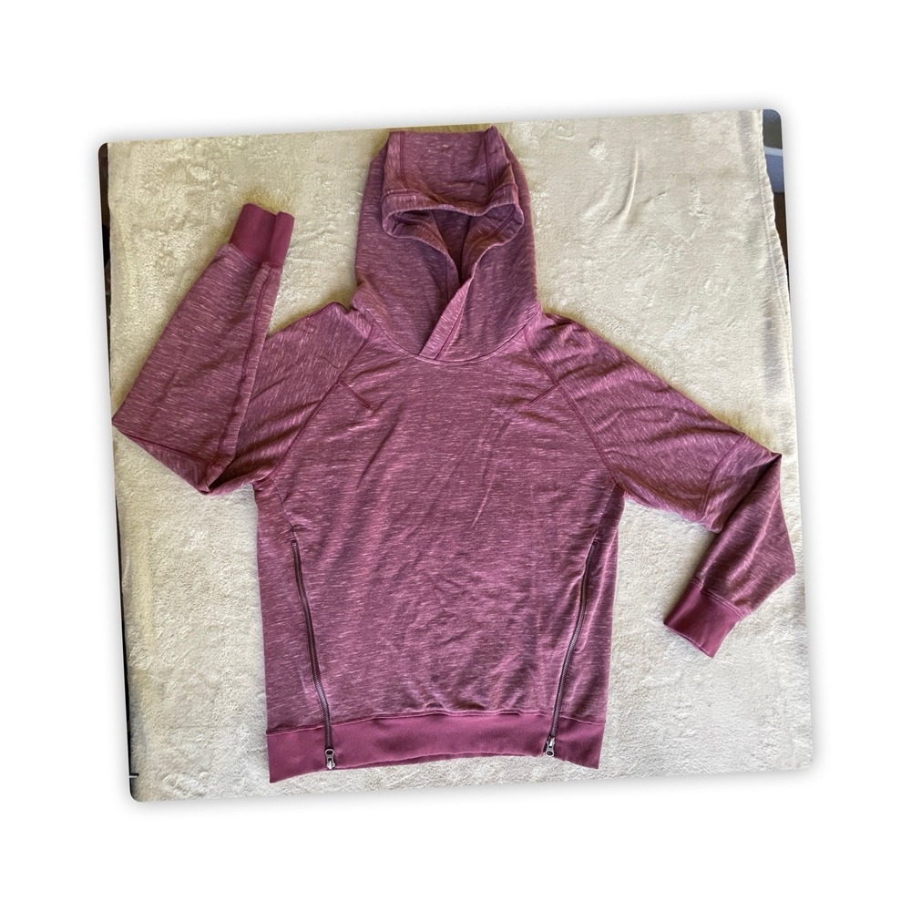 Lululemon Burgundy Heather Hoodie Womens Size 8 Zip Hem Thumbhole Top